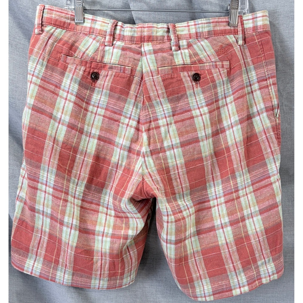 Lands' End Men's Madras Plaid Linen Cotton Chino Shorts Size 36 Anchor Logo - Picture 3 of 10